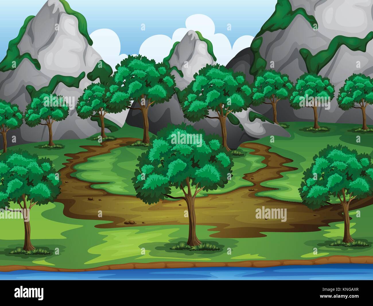 Illustration d'arbres et montagnes dans une belle nature Illustration de Vecteur