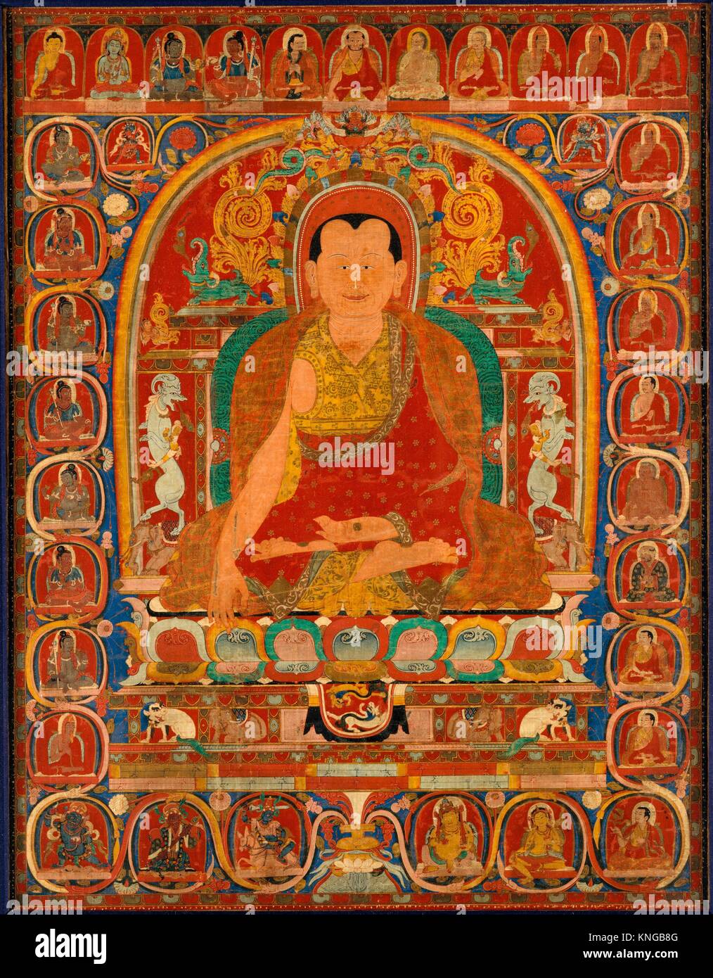 Portrait de la lignée d'un abbé. Date : ca. 1350 ; Culture : le Tibet central ; moyen : de carré sur un tissu ; Dimensions : hors tout : 30 3/8 x 23 1/2 in. (77,2 x Banque D'Images
