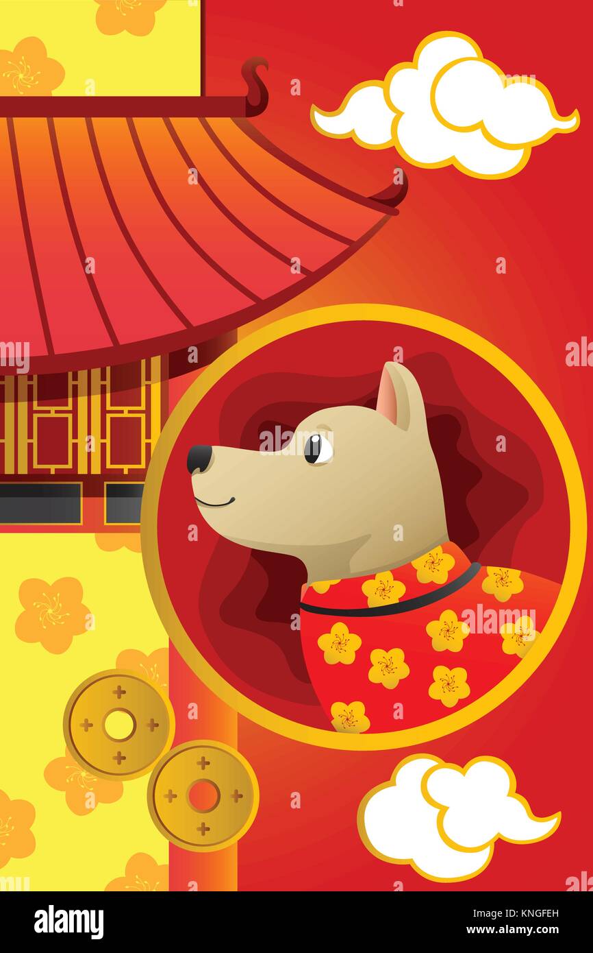 Un vecteur illustration de l'année du chien pour la célébration du Nouvel An chinois Illustration de Vecteur
