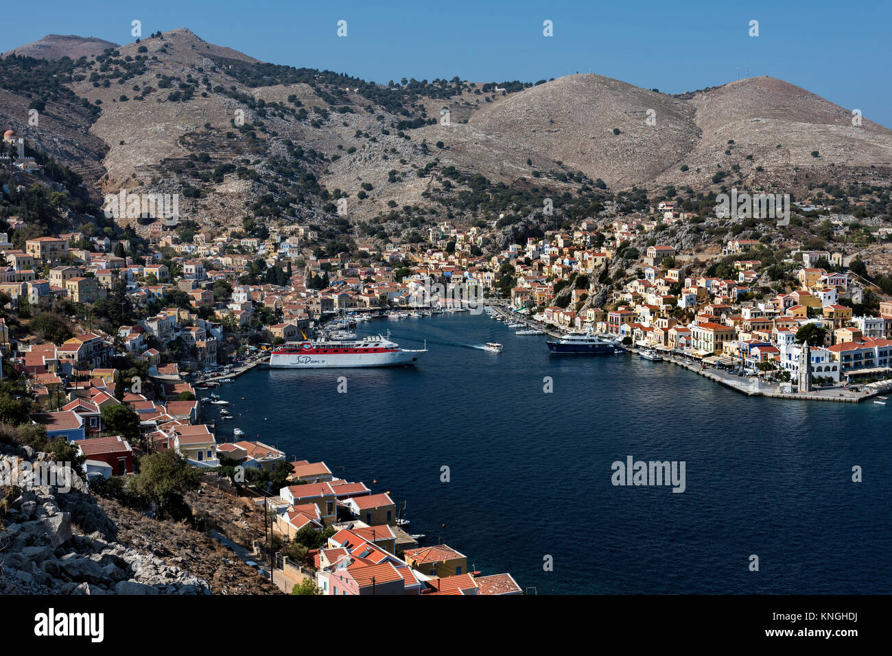Le port de Symi. Banque D'Images