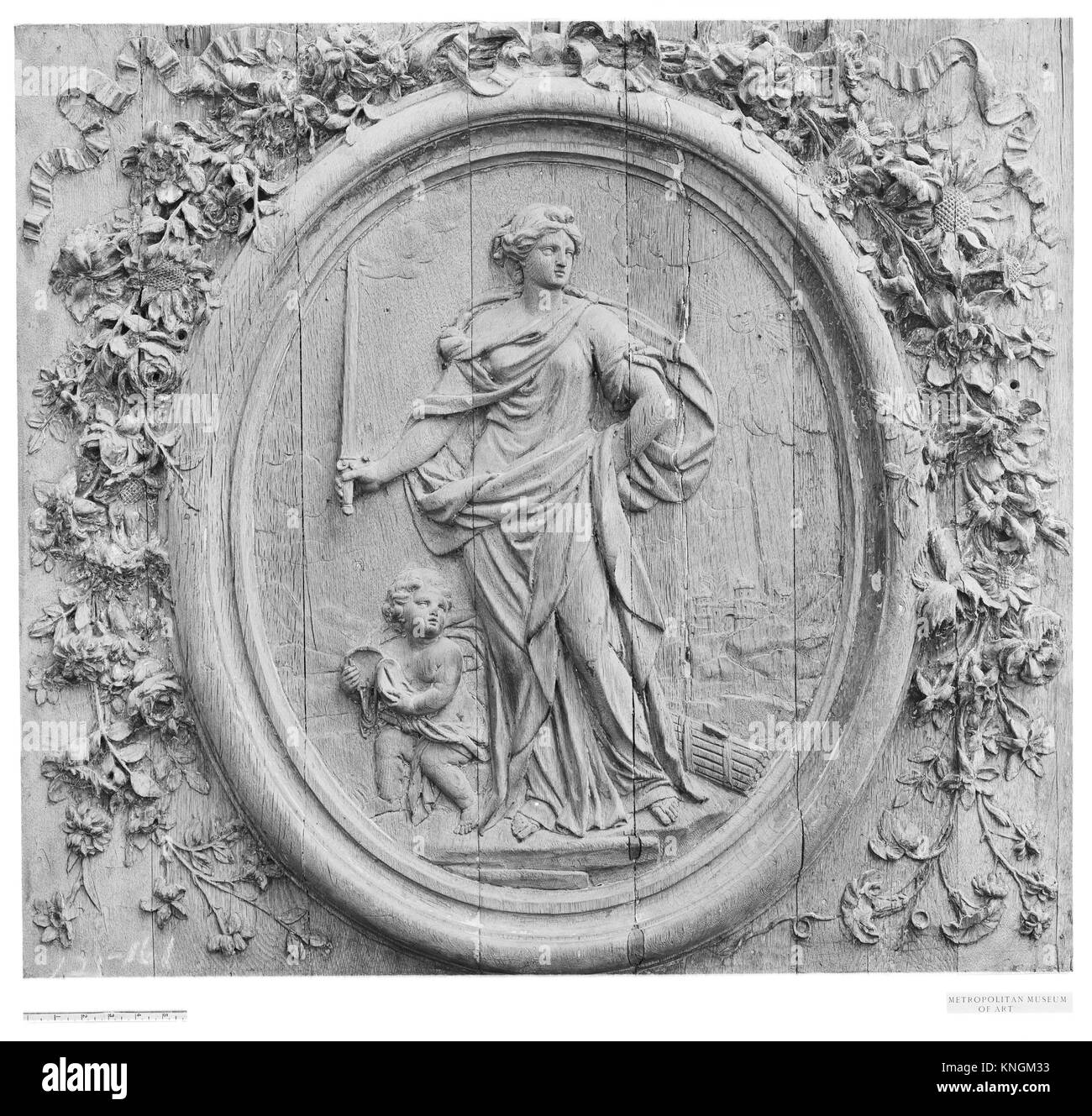Paire de dessus d'une porte cochère. Bouilloire : sculpté par Jean Richer ;  Artiste : après une décoration design par Jean Marot (français, Paris  1619-1679 Photo Stock - Alamy
