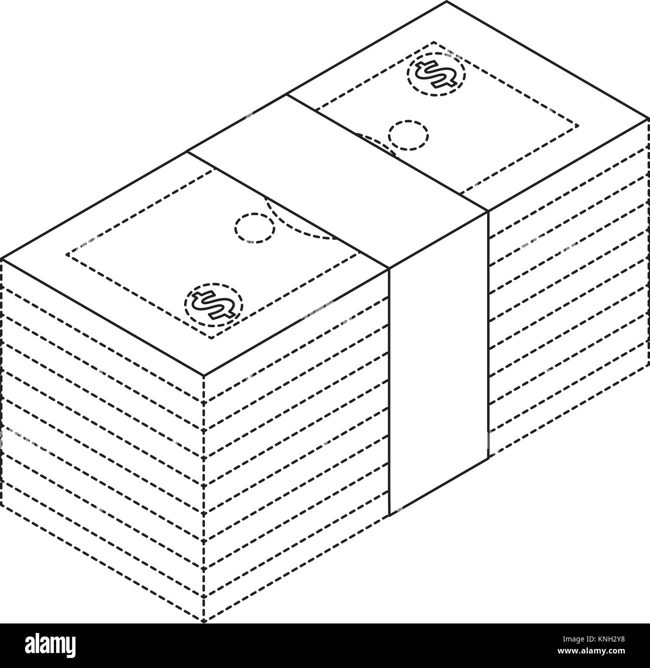 Billet d'argent misé isométrique dollar finance Illustration de Vecteur