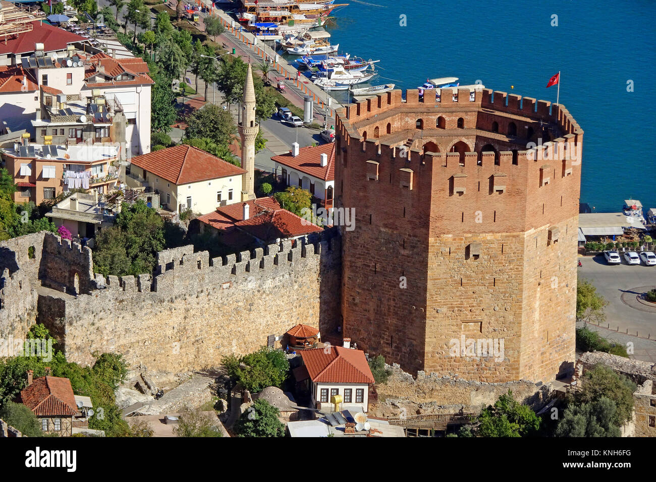 La Tour rouge dans le port d'Alanya, monument, riviera turque, Turquie Banque D'Images