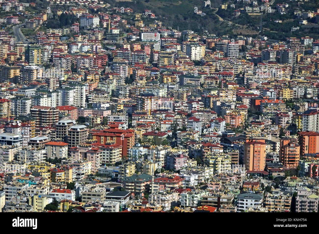 Masse des maisons, de l'urbanité, Alanya, Turkish riviera, Turquie Banque D'Images