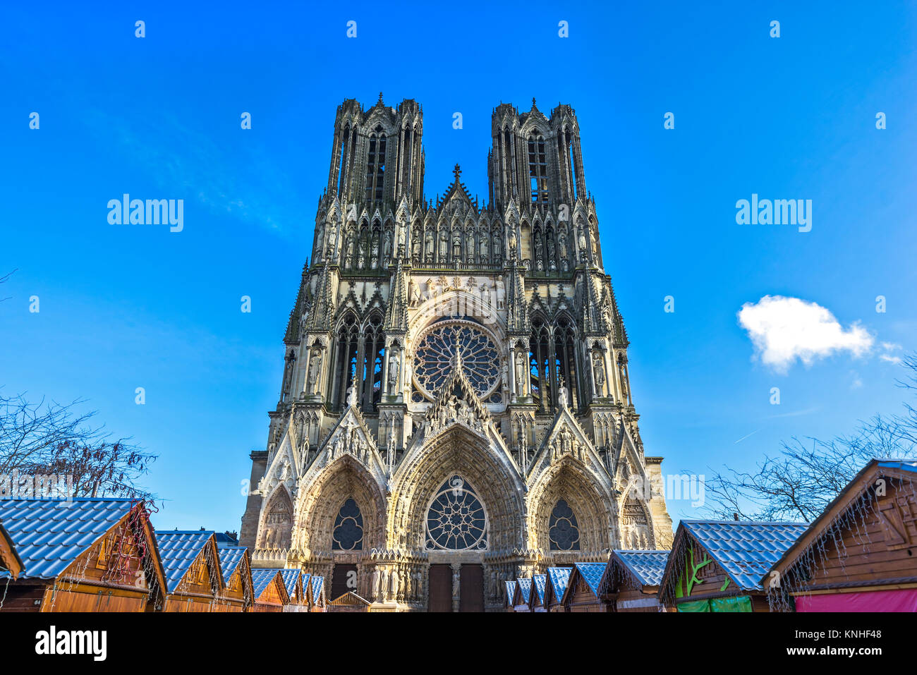 Notre Dame de la cathédrale de Reims, Champagne, France. Banque D'Images