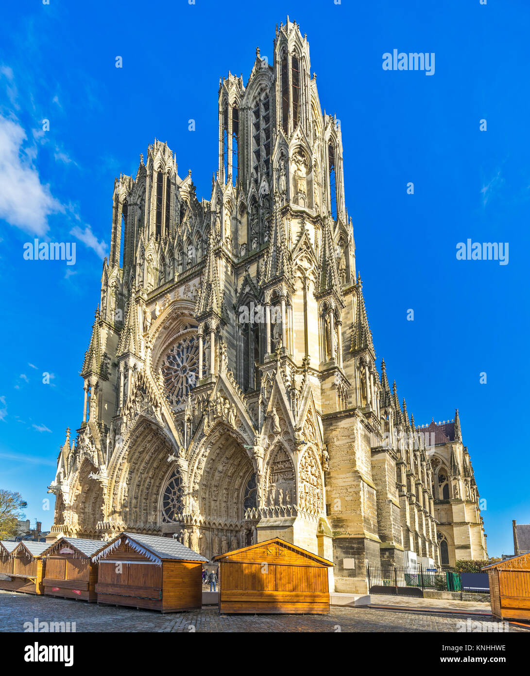 Notre Dame de la cathédrale de Reims, Champagne, France. Banque D'Images