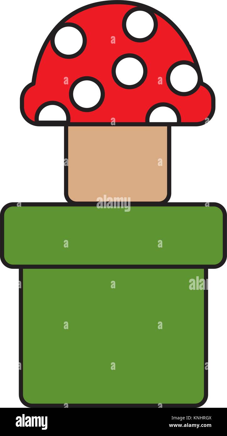 Jeu vidéo tube élément design de champignons Illustration de Vecteur