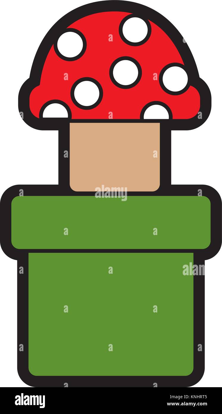 Jeu vidéo tube élément design de champignons Illustration de Vecteur