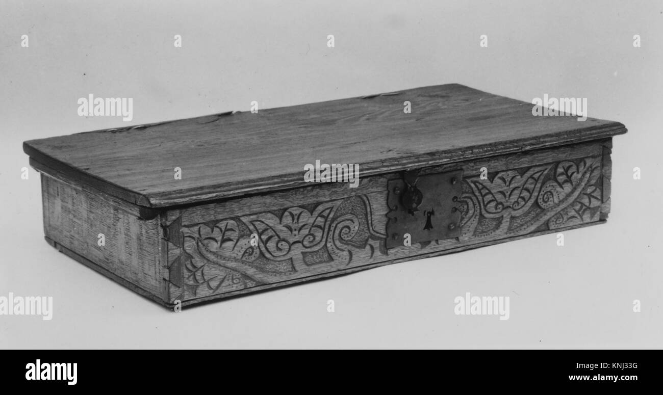 Boîte en bois, américaine, boîte, 1690-1710, chêne Banque D'Images