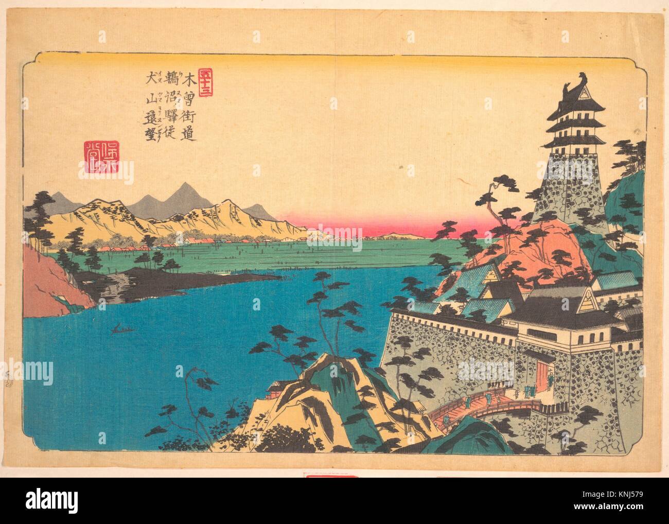 Le Château de Unuma. Artiste : Keisai Eisen (japonais, 1790-1848) ; période : période Edo (1615-1868) ; Date : le 19e siècle ; Culture : Japon ; moyen : Banque D'Images
