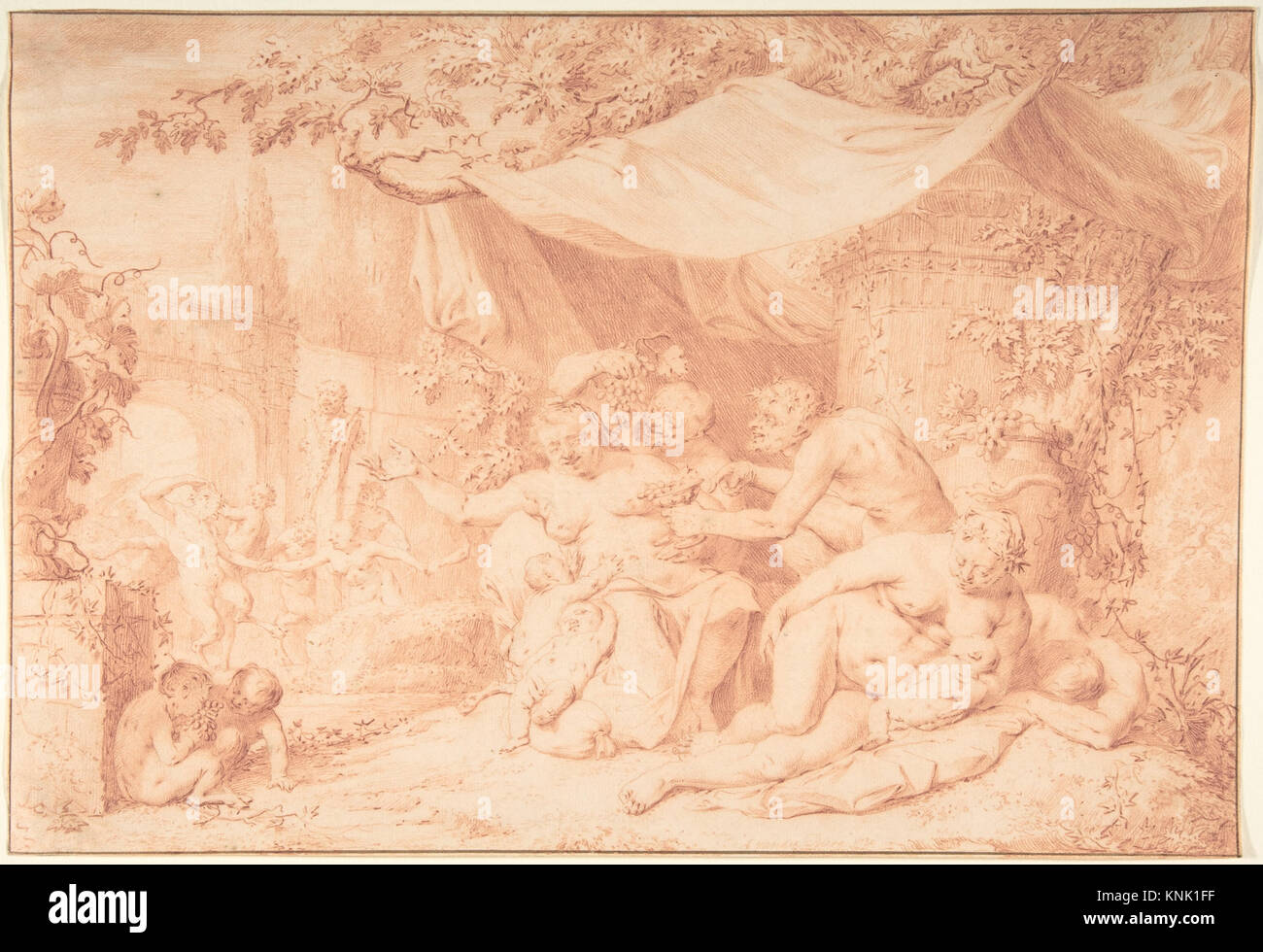 Bacchanal, dessin d'Adriaan van der Burg, peintre du nord des pays-Bas datant de 18th ans Banque D'Images