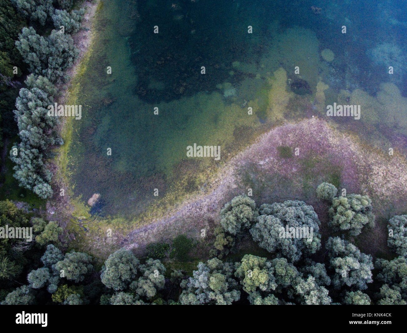 L'imagerie drone du magnifique lac à Troyes France appelé lac d'orient Banque D'Images