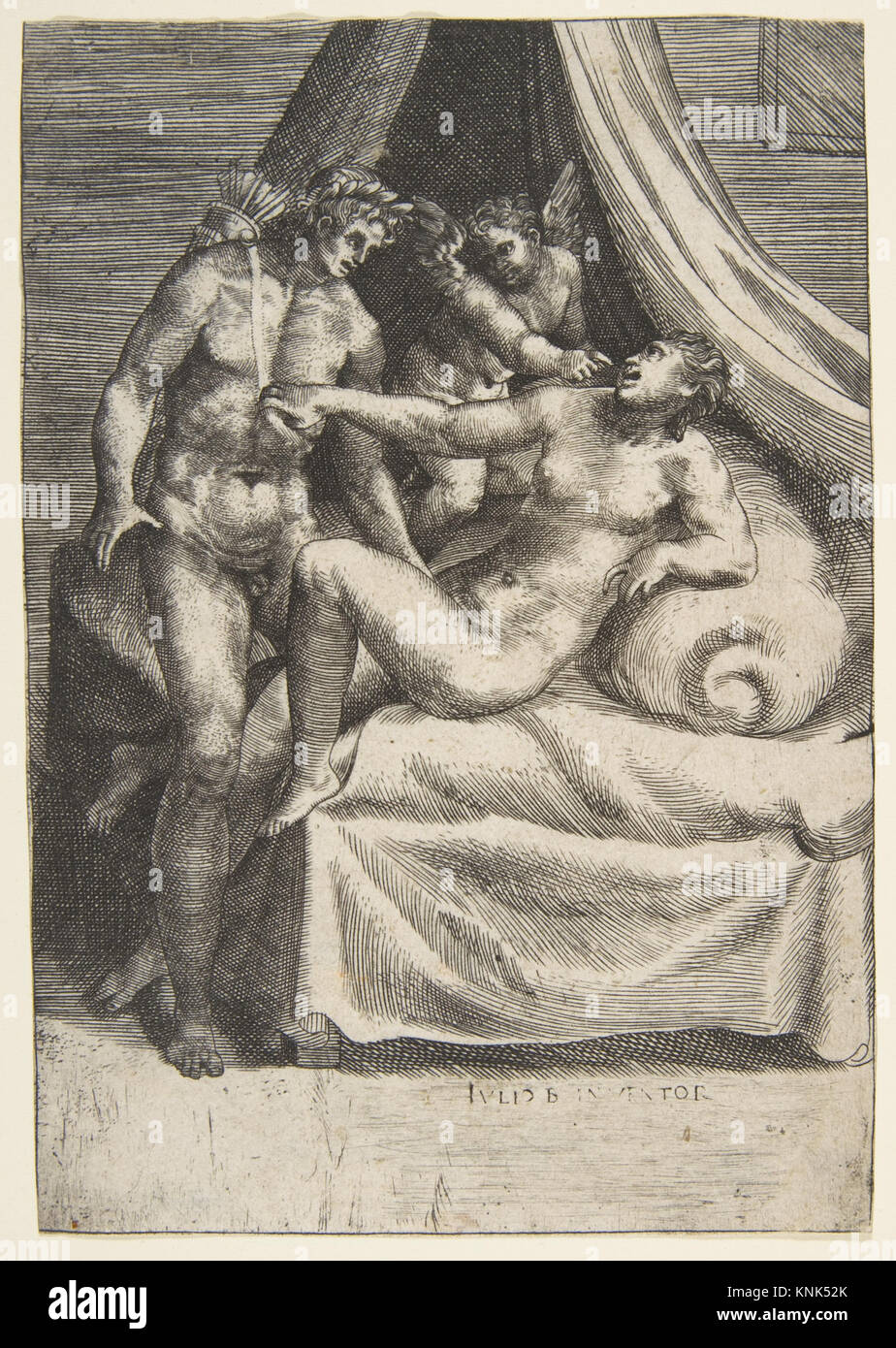 Apollon et Daphne, de 'les amours des Dieuxs' (Amorosi diletti degli dei), par Giulio Bonasone (italien, actif Rome et Bologne, 1531–après 1576) 1531-76 Banque D'Images