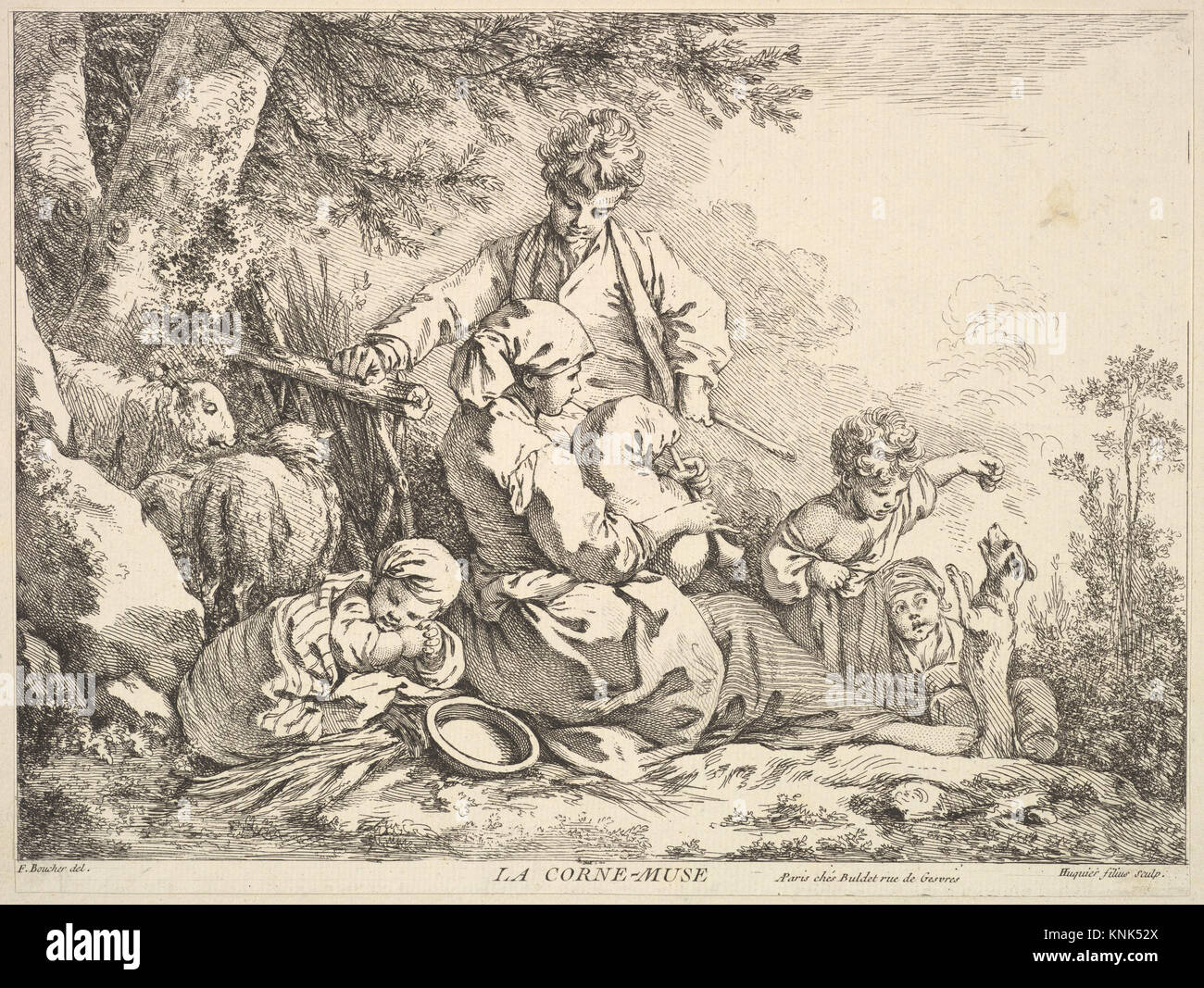Cornemuses de Jacques Gabriel Huquier (français, Paris 1730–1805 Shrewsbury), d'après François Boucher (français, Paris 1703–1770 Paris), du milieu à la fin du siècle 18th Banque D'Images