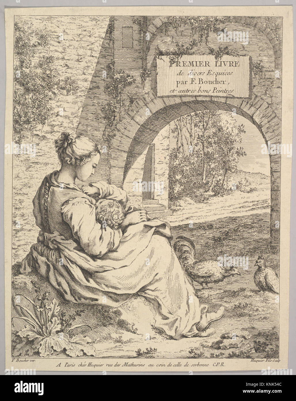 Frontispice, Jacques Gabriel Huquier (français, Paris 1730–1805 Shrewsbury), d'après François Boucher (français, Paris 1703–1770 Paris), du milieu à la fin du siècle 18th Banque D'Images