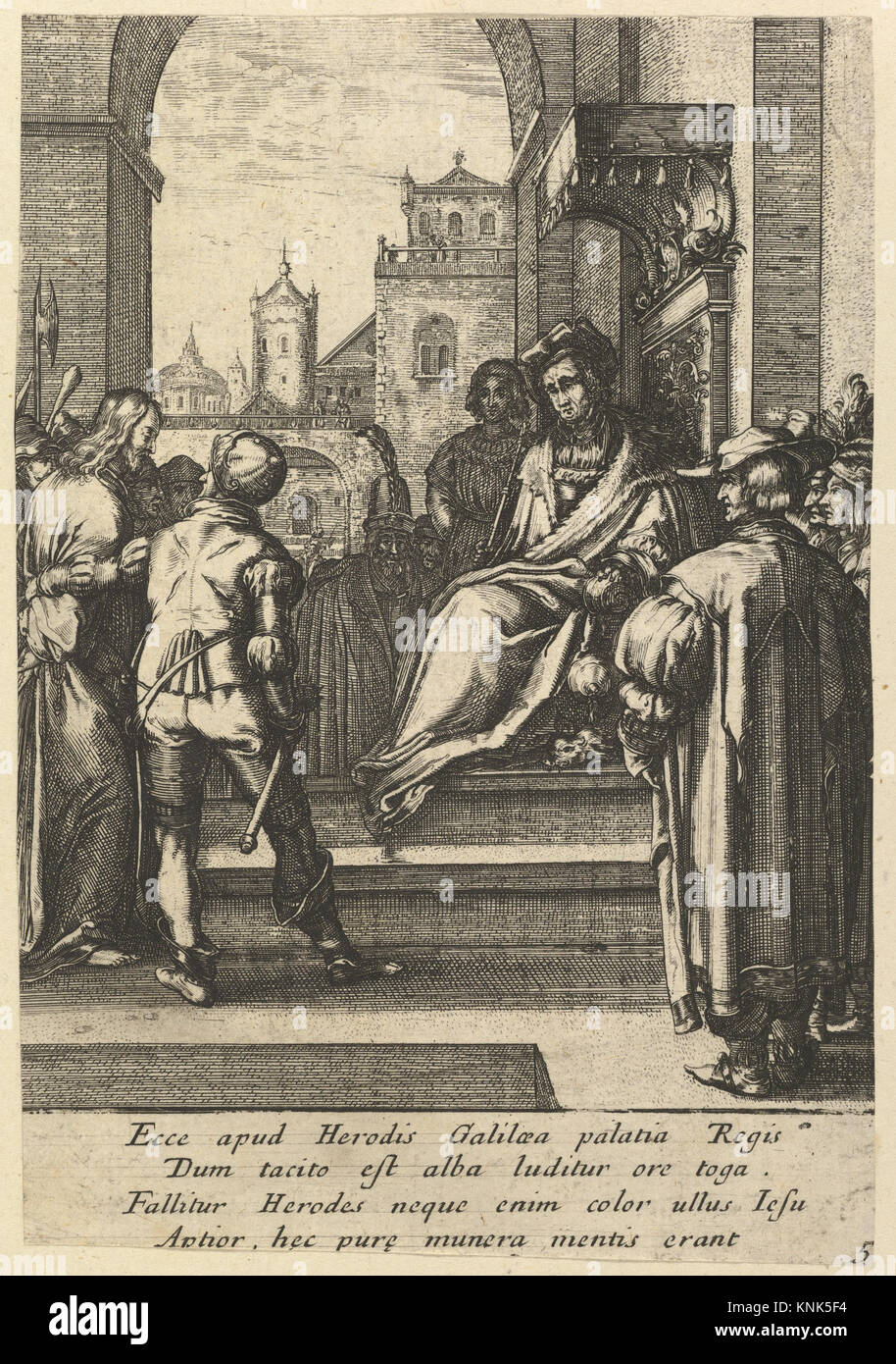 Christ avant Pilate, de la passion du Christ, imprimé, Nicolas Cochin, d'après Hendrick Goltzius, Jean I Leblond Banque D'Images