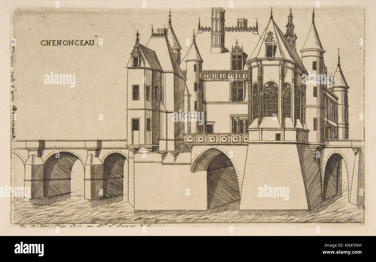 Château de Chenonceau, n° 2 par l'artiste français Charles Meryon (1821-1868), 1856 Banque D'Images