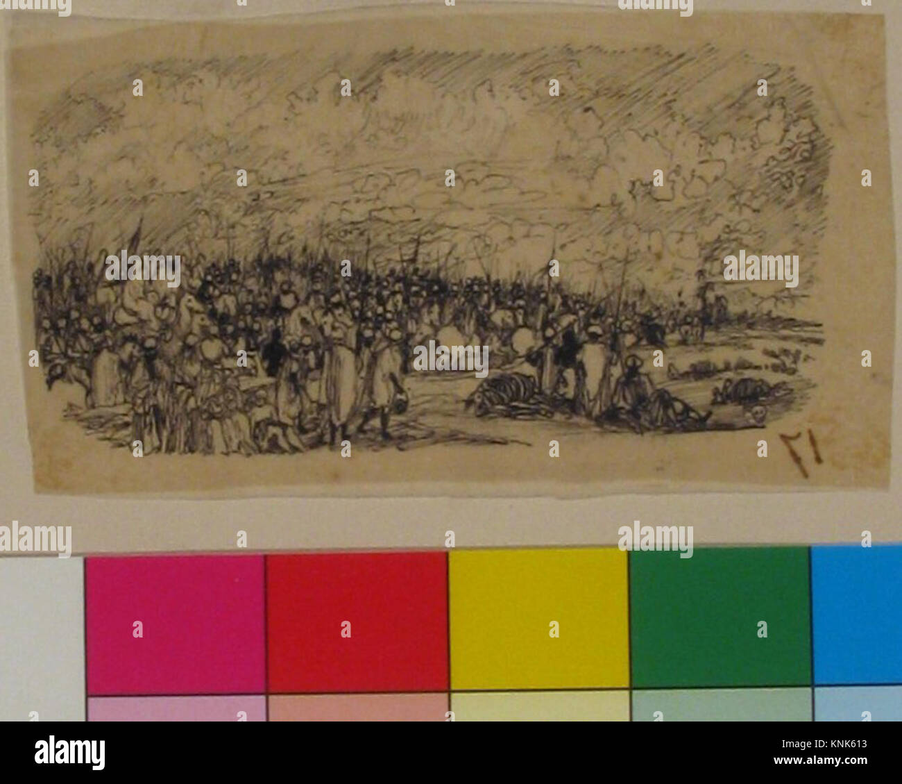 Après la bataille, dessin du dessinateur et graveur français Rodolphe Bresdin (1822-1885) Banque D'Images