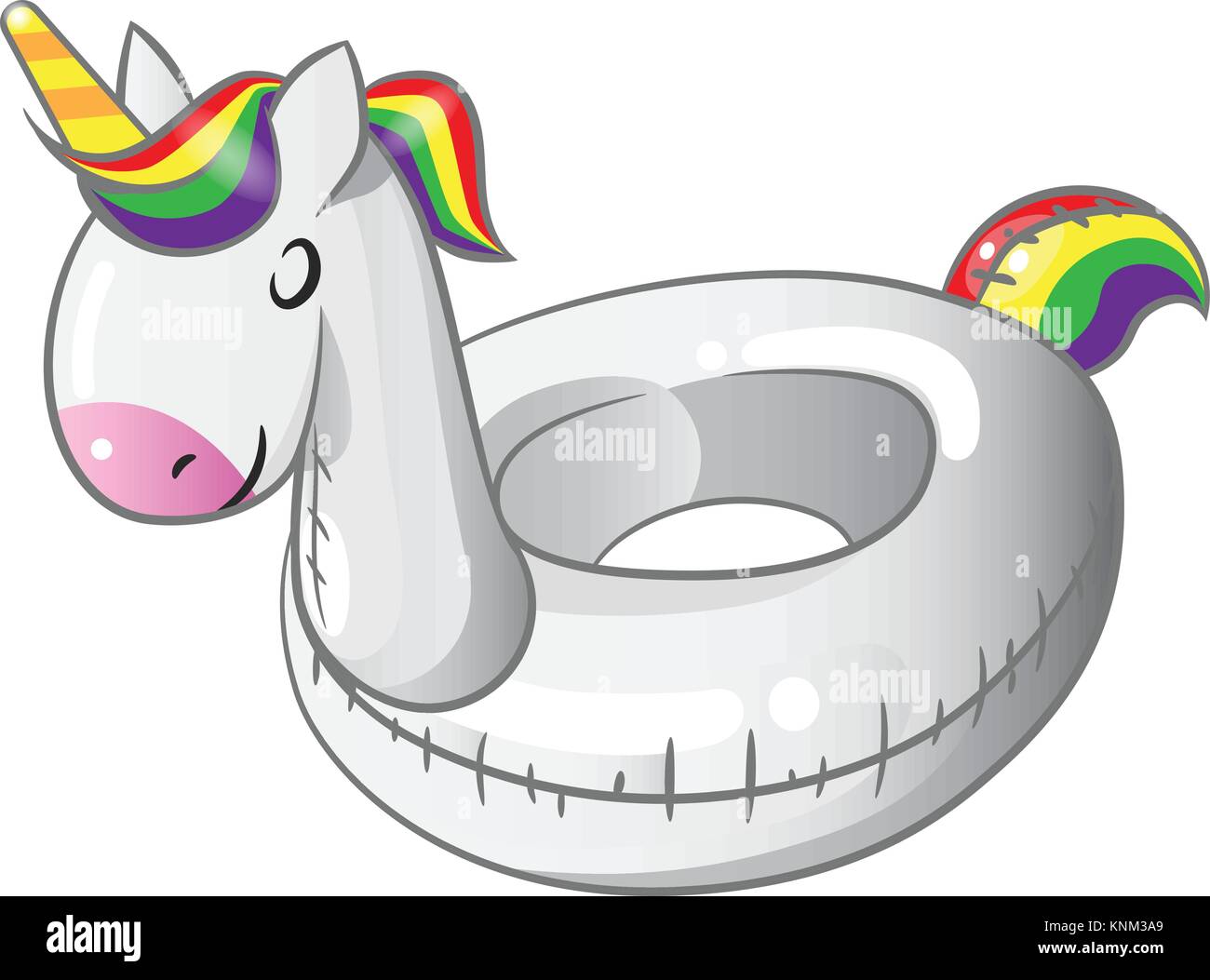 Anneau gonflable nager Unicorn sur fond blanc Illustration de Vecteur