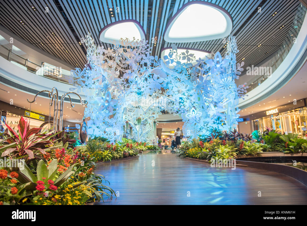 L'aéroport de Singapour Changi Terminal 4 à l'ouverture Banque D'Images