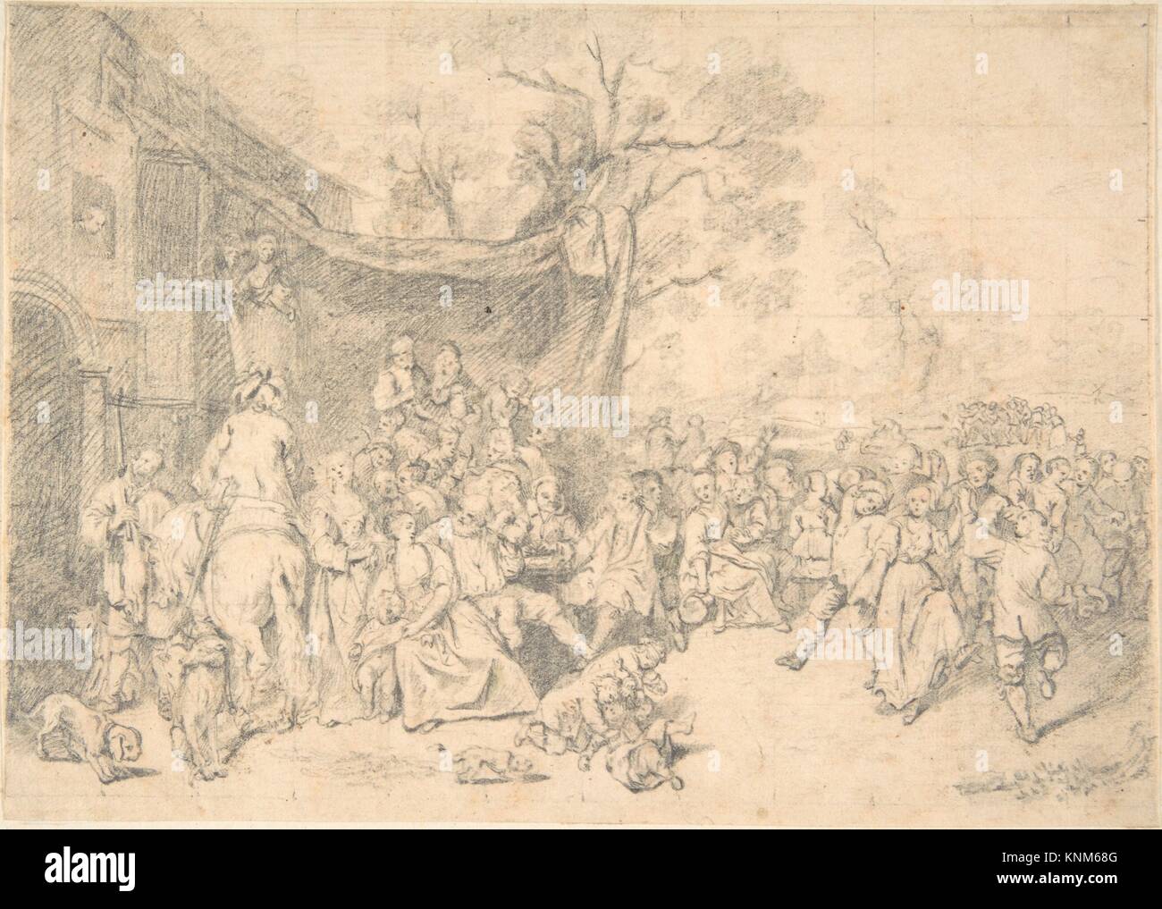 La danse des paysans à l'extérieur. Artiste : Karl Friedrich Wilhelm Richard (allemand, Hannover ca. 1725-ca. Hambourg 1770) ; Date : 1745-70 ; moyen : Graphite sur Banque D'Images