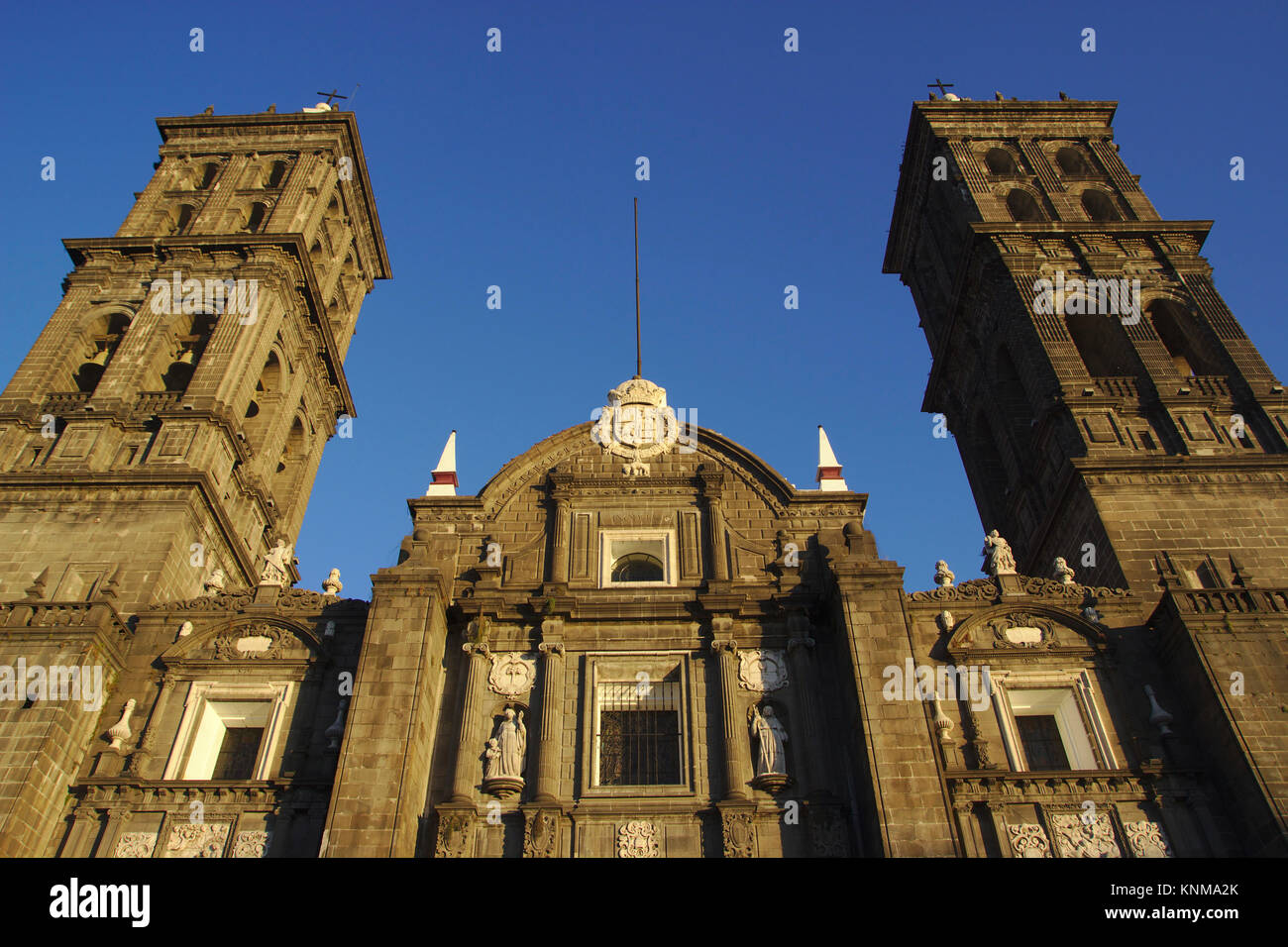 Cathédrale de Puebla, lumière du soir, Mexique Banque D'Images