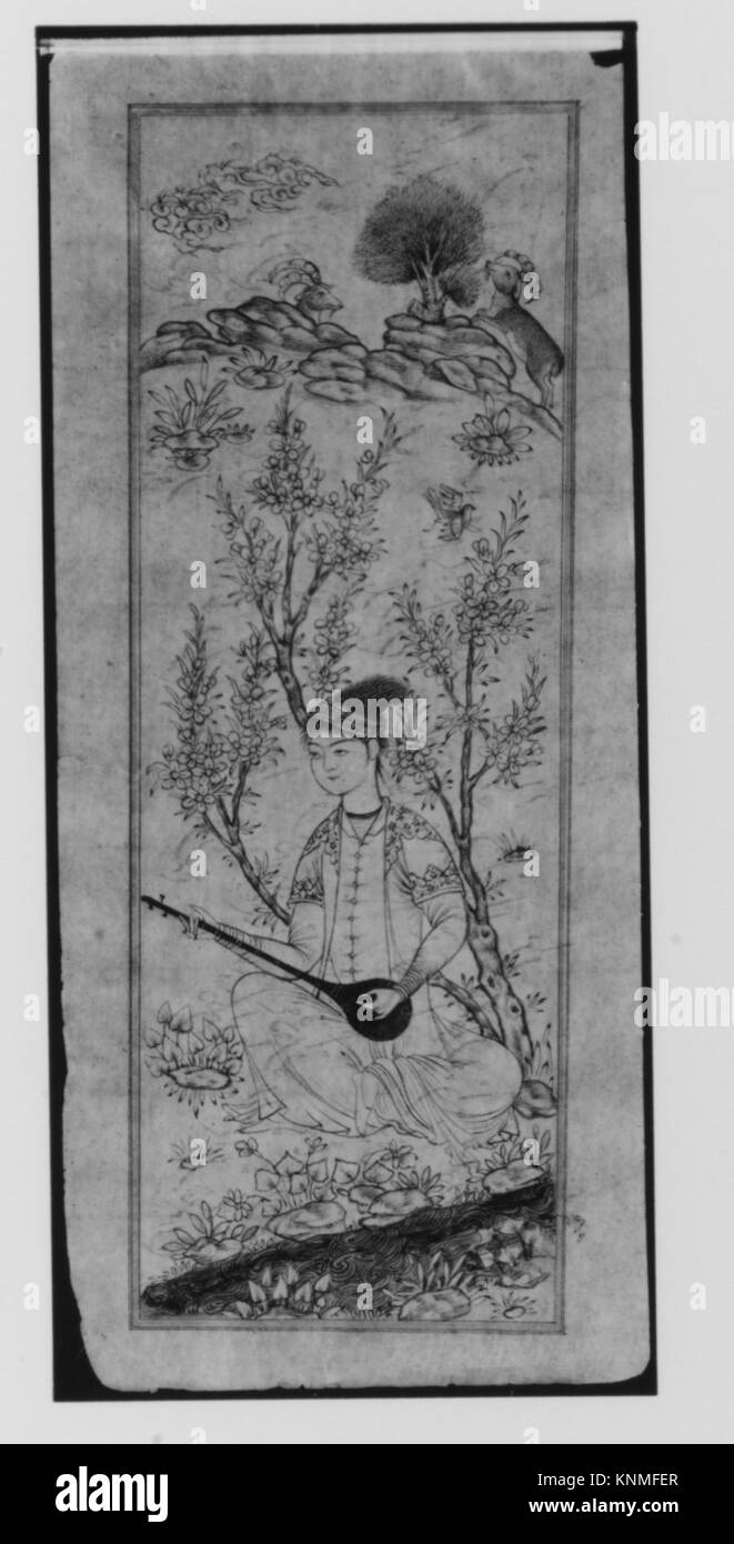 Cette anthologie persane de poésie (Safina) de 'Abd al-'Azim al-Yahya, datée de 1681 et 1685 EC, comporte de l'encre et de l'aquarelle sur papier avec reliure en cuir, d'Iran. Banque D'Images