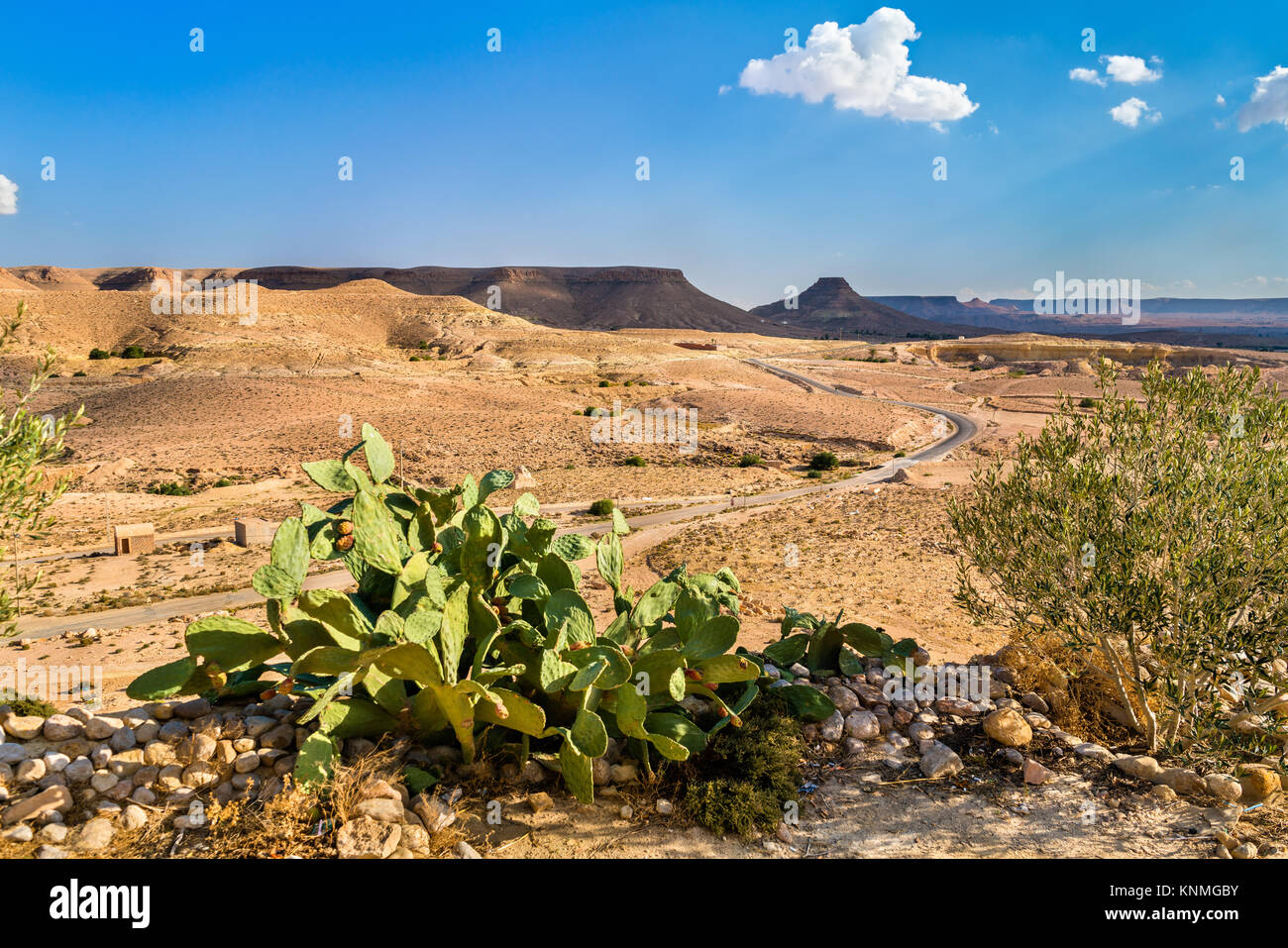 Paysage près de Doiret village du sud Tunisie Banque D'Images