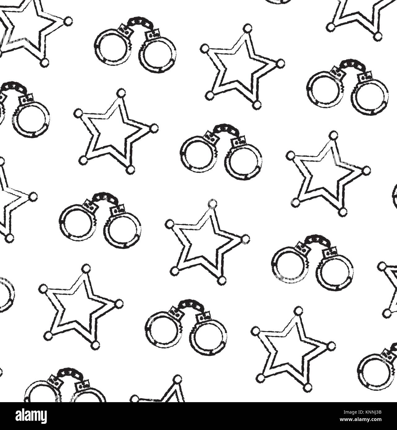 Menottes de police et de sécurité star pattern Illustration de Vecteur