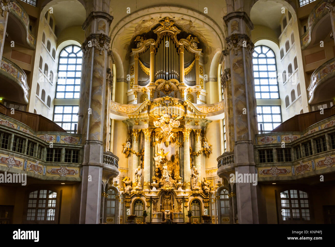 Frauenkirche de Dresde de l'Architecture d'Intérieur décoration d'autel orné Religion culte Salon Banque D'Images