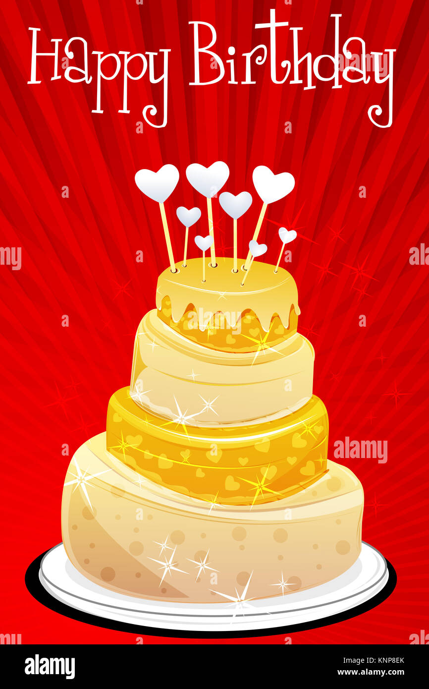 Illustration De Carte D Anniversaire Avec Gateau Abstrait Photo Stock Alamy