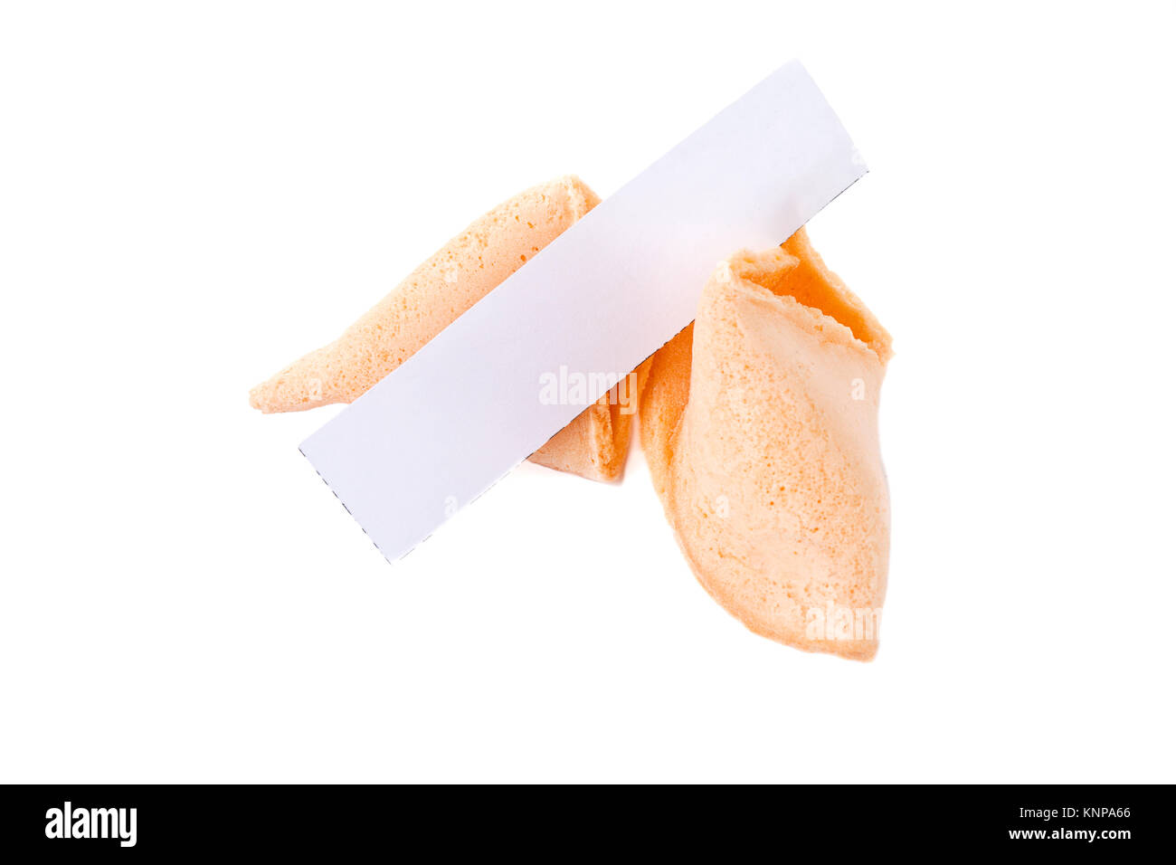 Fortune cookies avec feuille de papier vierge Banque D'Images