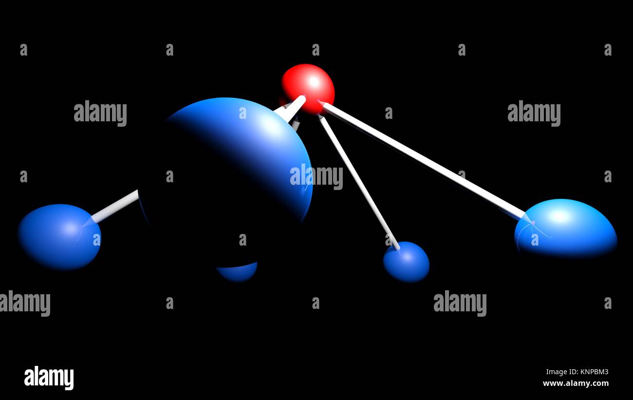 Sphère rouge connecté à plusieurs bleus Banque D'Images