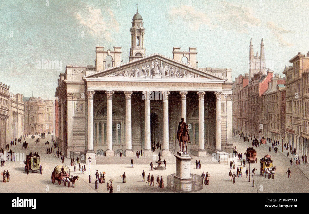 Royal Exchange, Londres, illustration de l'époque victorienne Banque D'Images