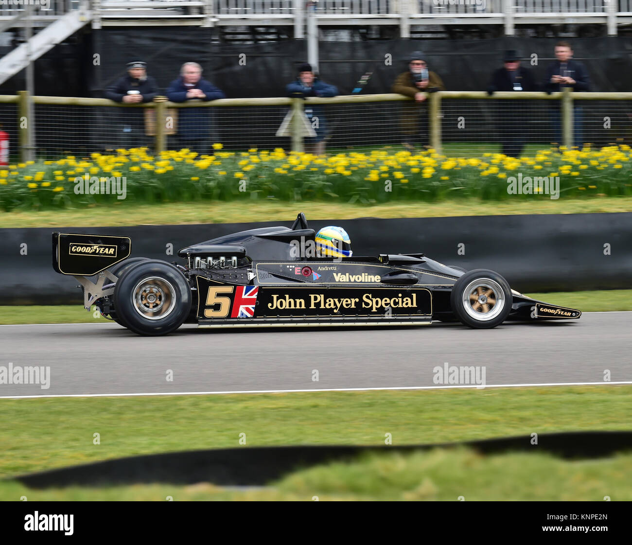 Chris Dinnage, Lotus 78 Cosworth, Goodwood, 74e réunion, les membres de F1 Grand Prix, l'effet de sol, voitures, voitures de course du circuit, démo, en Angleterre, la formule 1, Banque D'Images