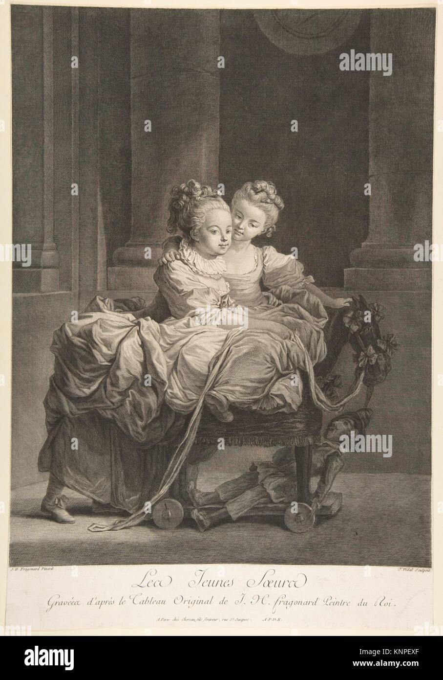 Les jeunes Soeurs. Artiste : Après Jean Honoré Fragonard (Grasse, France  1732-1806 Paris) ; Artist : gravée par Géraud Vidal (Français, Toulouse  1742-1801 Photo Stock - Alamy