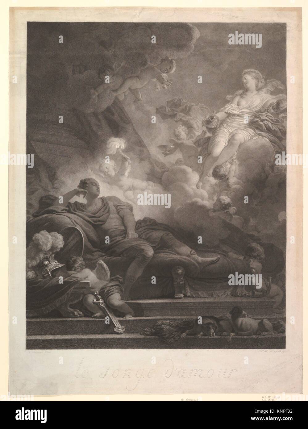 Le Songe d'amour. Artiste : Après Jean Honoré Fragonard (Grasse, France 1732-1806 Paris) ; Artist : gravée par Nicolas François Regnault (français, Paris Banque D'Images
