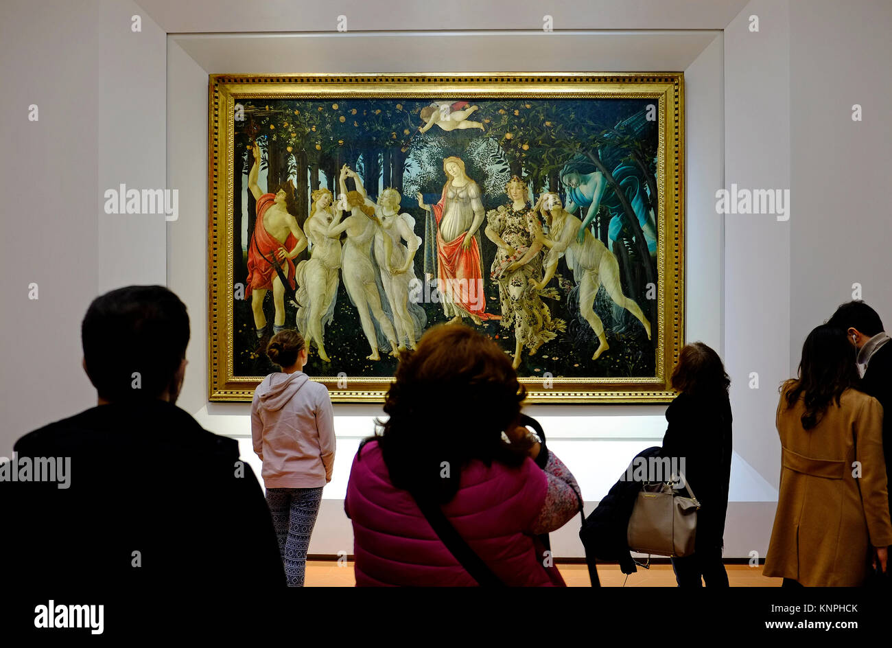 Sandro Botticelli, naissance de Vénus la peinture dans la galerie des Offices, Florence, Italie Banque D'Images
