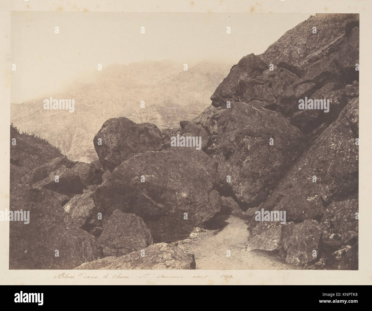 L'œuvre 'blocs dans le chaos, St-Sauveur' dépeint des formes abstraites et des éléments de composition, illustrant les techniques artistiques et l'expression de son époque. Banque D'Images