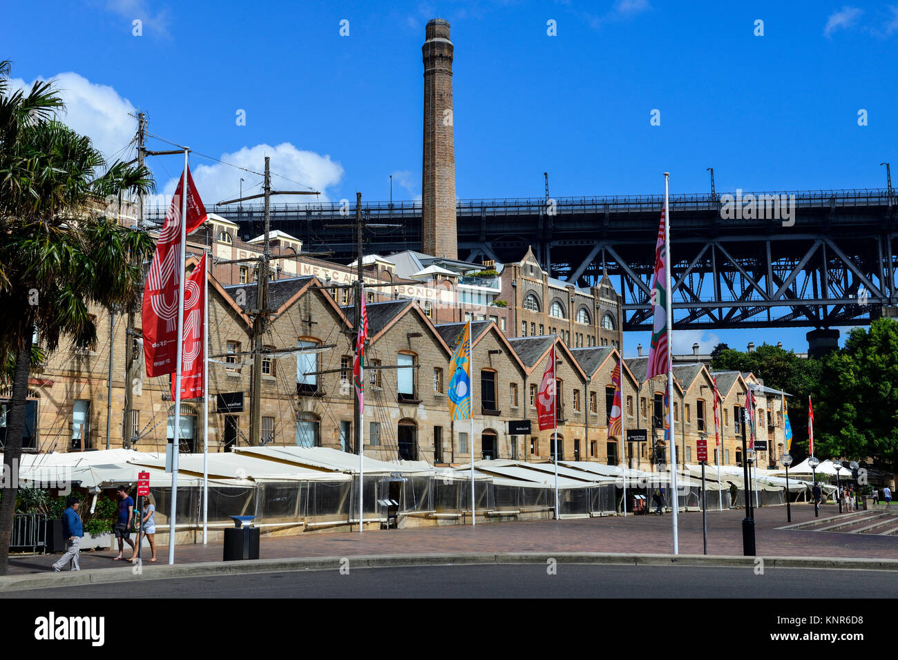 Restaurants en plein air dans les roches de Campbells Cove, Sydney, New South Wales, Australia Banque D'Images