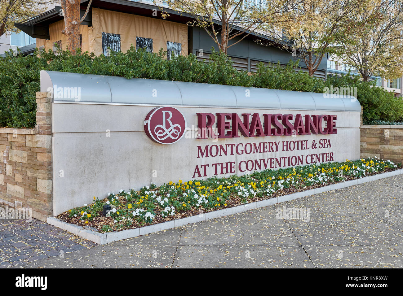 Panneau extérieur pour la Renaissance Montgomery Hotel & Spa at the Convention Center à Montgomery, en Alabama, USA. Banque D'Images