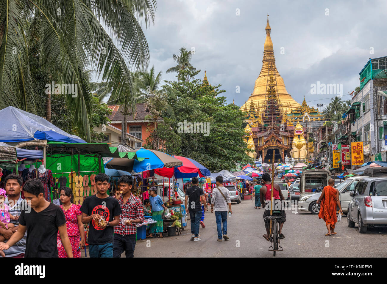 La pagode Shwedagon, Yangon, Myanmar, en Asie Banque D'Images
