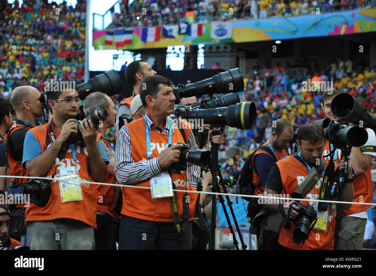 Coupe du Monde FIFA 2014, Salvador da Bahia, Brésil : Les photographes au travail Banque D'Images