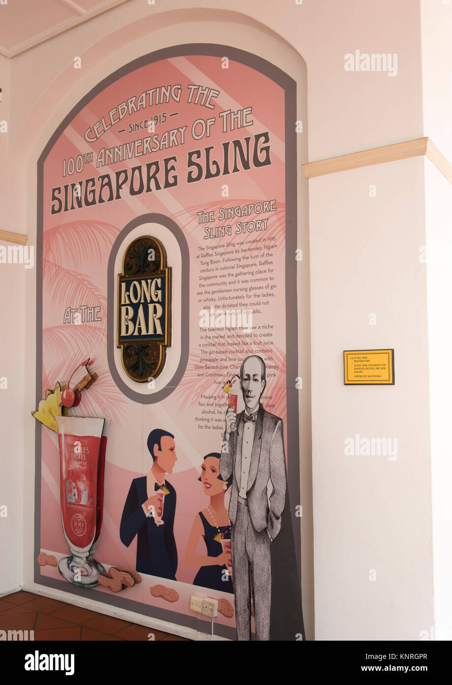 Poster, le Raffles Hotel, Singapore, Singapore Sling Banque D'Images