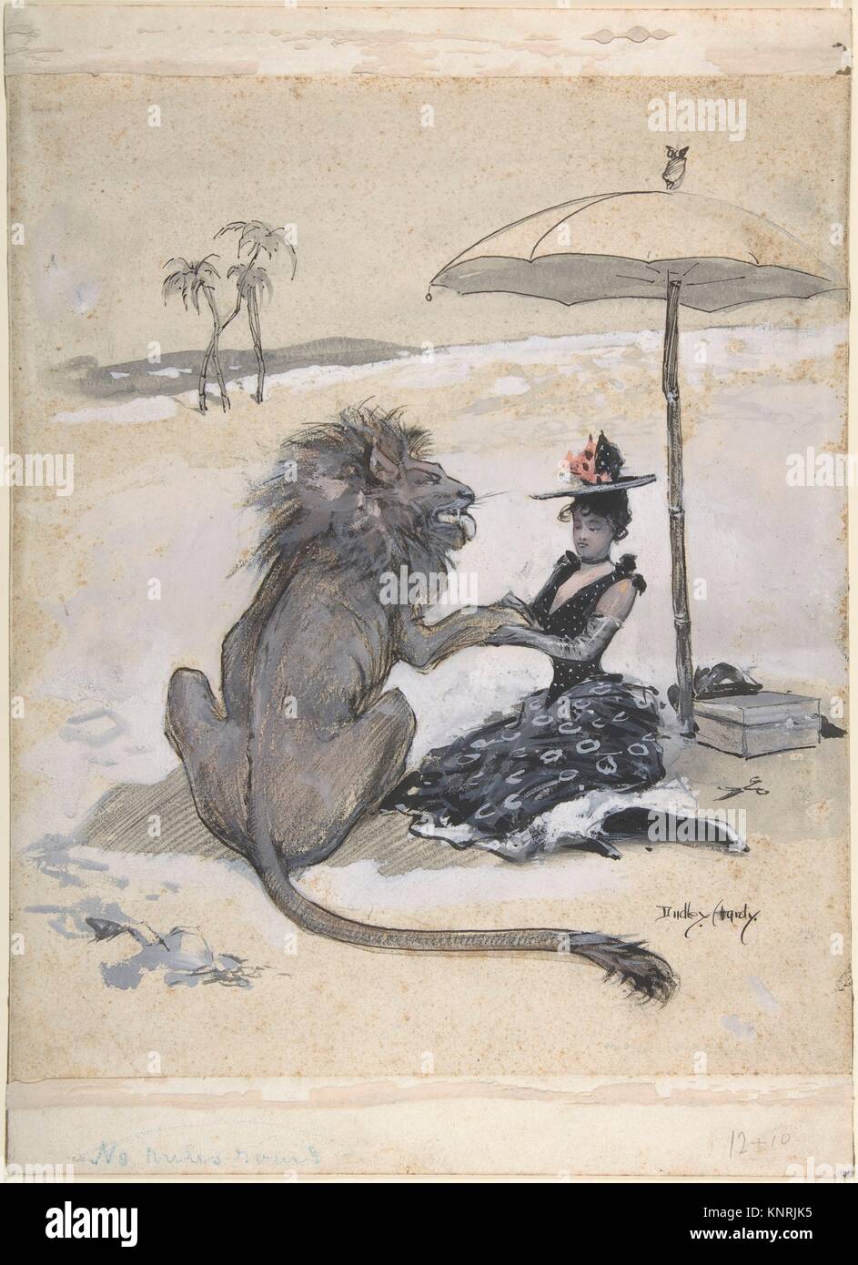 Le Lion amoureux. Artiste : Dudley Hardy (British, Sheffield, Yorkshire 1867-1922 Londres) ; Date : ca. 1890 ; Medium : Pastel, lavis à l'encre noire, et pen Banque D'Images