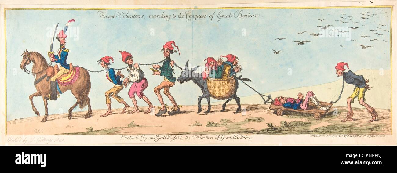 Volontaires français marchant à la conquête de la Grande-Bretagne. Artiste : James Gillray (britannique, Chelsea 1756-1815 Londres) ; Artist : après ? Charles Banque D'Images