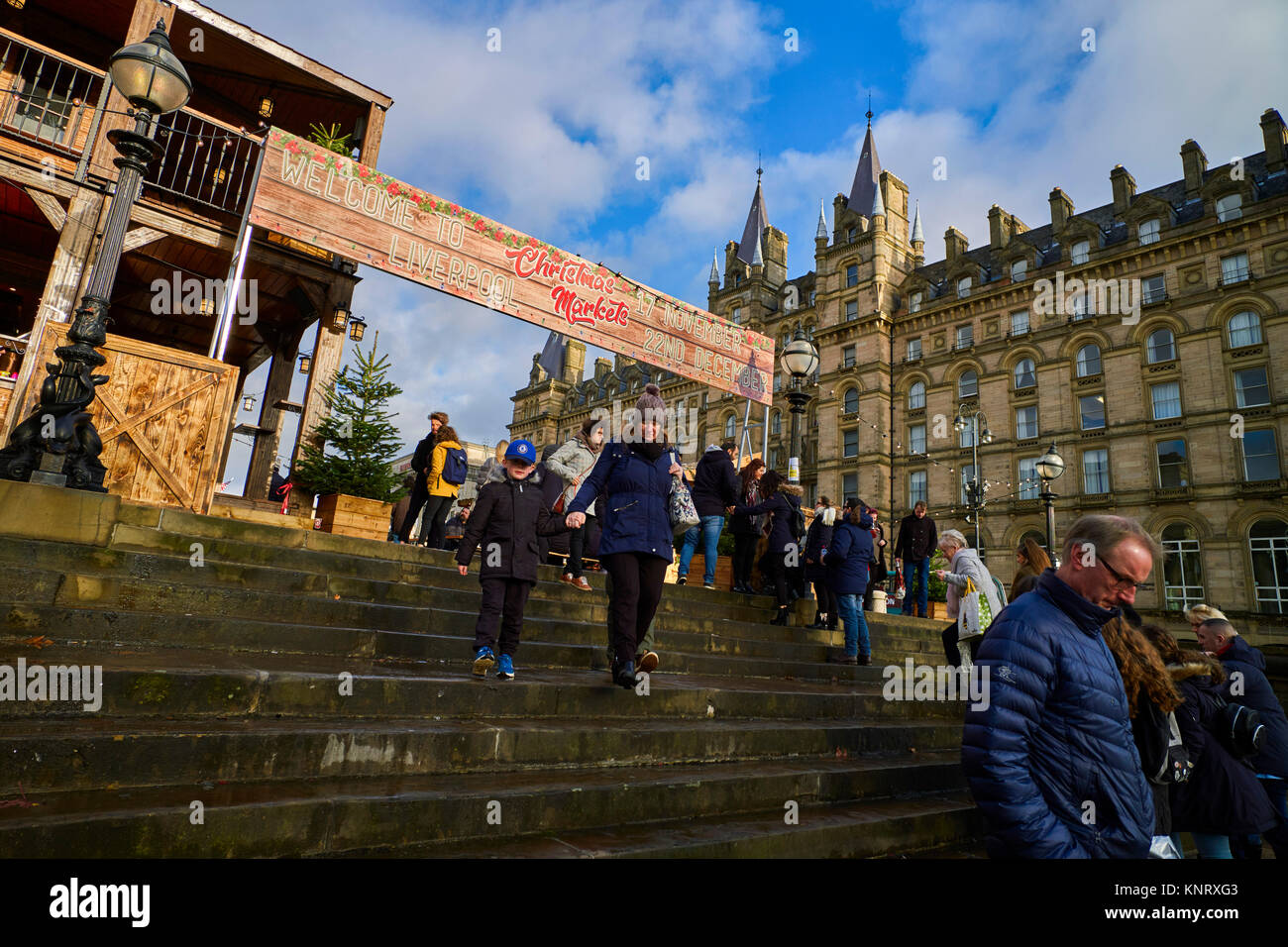 Marché de Noël à Liverpool Banque D'Images