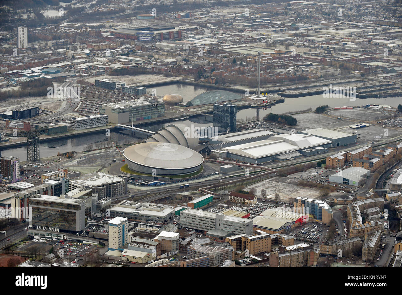 Vue aérienne du centre-ville de Glasgow Banque D'Images