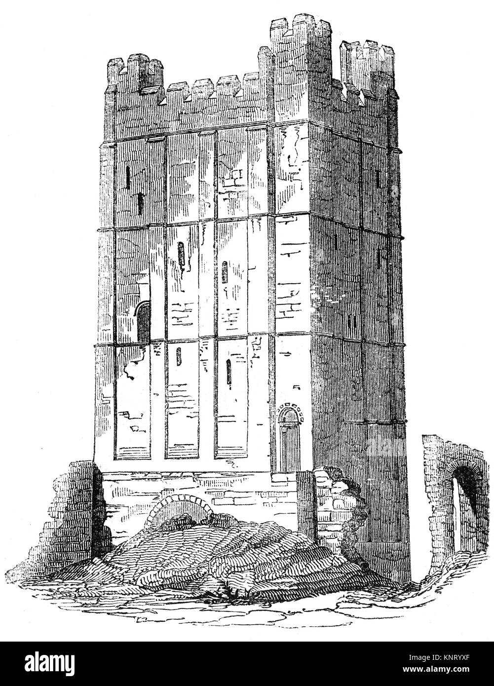 Le donjon du château de Richmond, achevé en 1086, dans la ville de marché de Richmond fondée en 1071 par le Breton Alan Rufus, sur les terres qui lui ont été octroyées par Guillaume le Conquérant. North Yorkshire, Angleterre. Banque D'Images