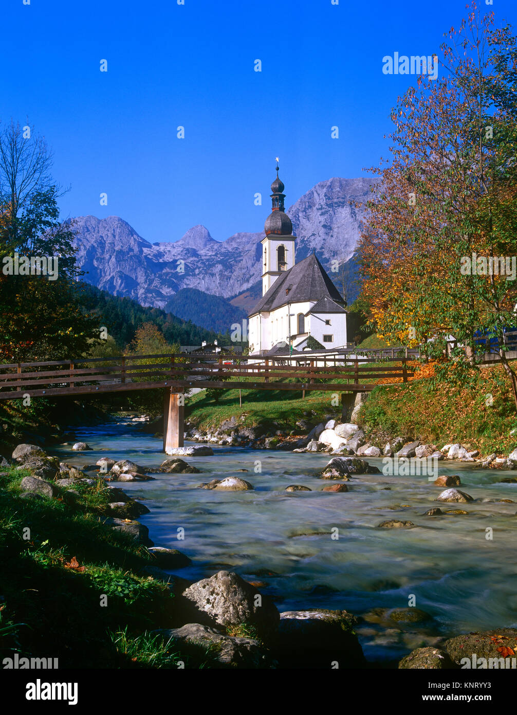 L'église St Sébastien, Ramsau bei Berchtesgaden, en Bavière, Allemagne Banque D'Images